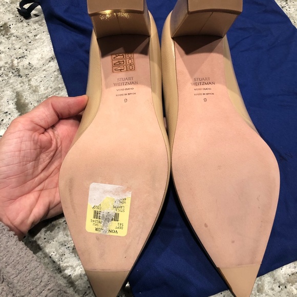 NWT Stuart Weitzman sz 9 block heels light tan 3” heel - Picture 2 of 4